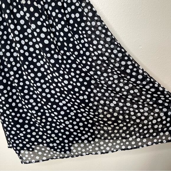 Mlle Gabrielle Black White Polka Dot Surplice Sleeveless Chiffon Dress Women 2X - Picture 5 of 16